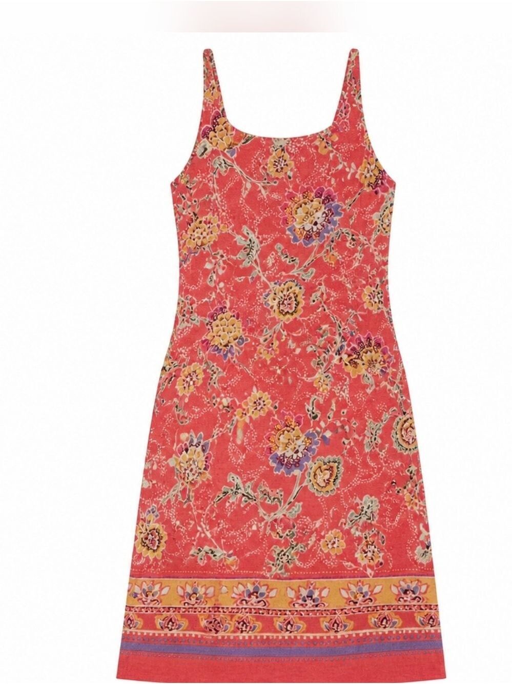 Talbots Linen Blend Dress Women’s Size 14 Floral Sleeveless Summer Coral - Picture 2 of 8